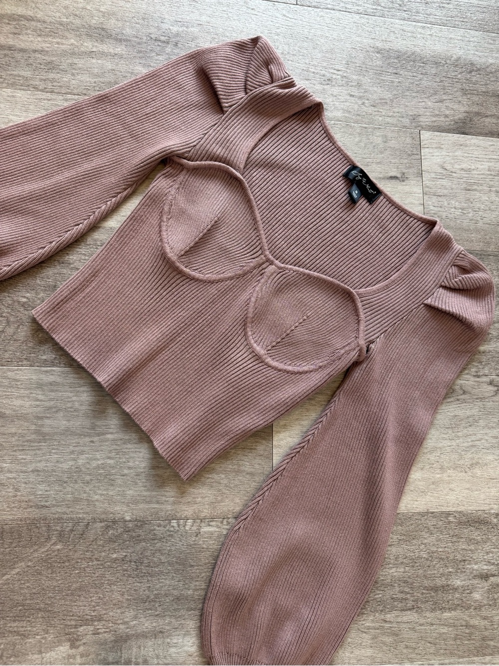 Ribbed Sweetheart Crop Top in Mauve/ Dusty Rose - Women medium
